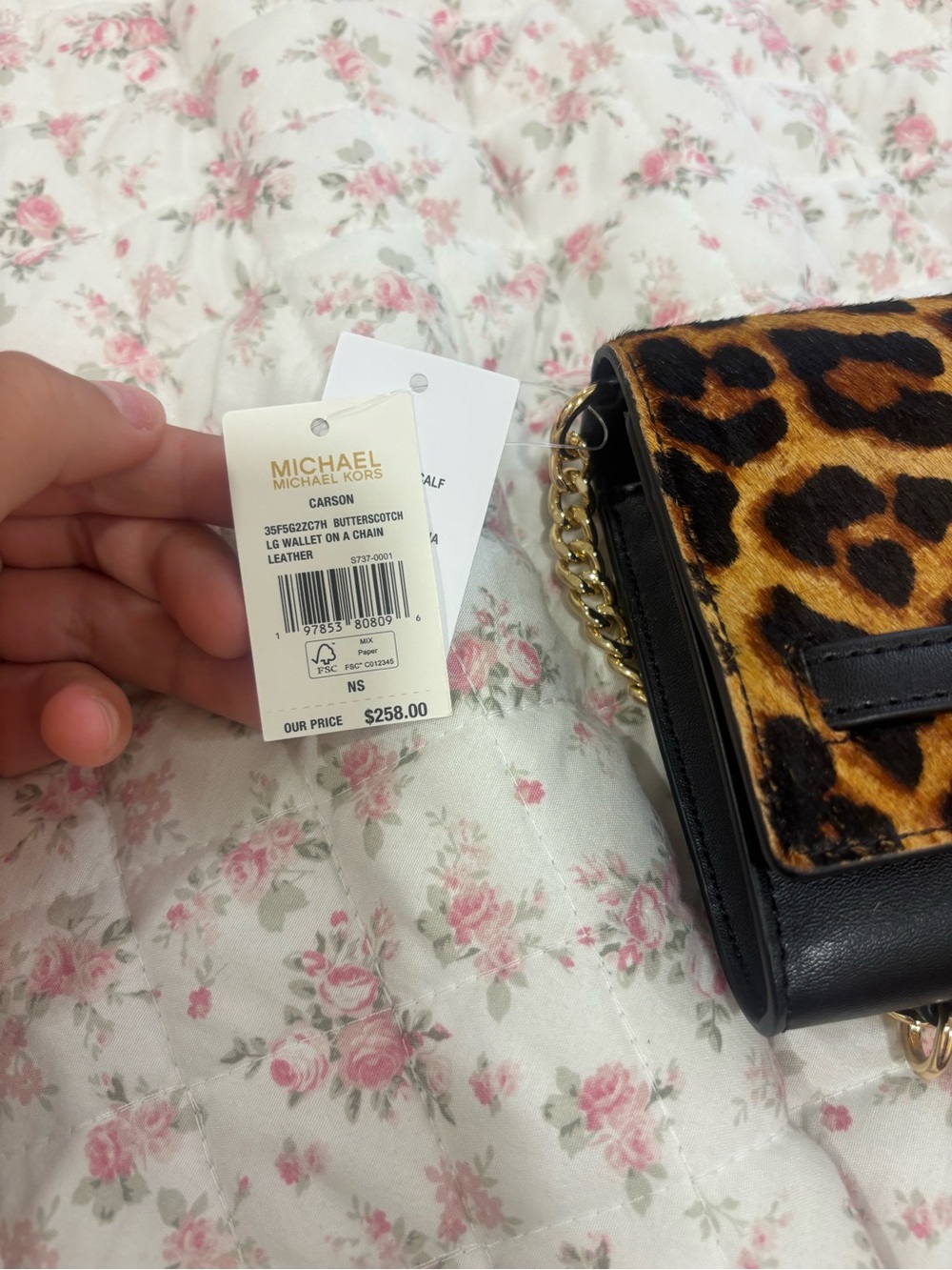 Michael Kors Leopard Print Crossbody in Brown and Black with Gold Hardware - Picture 3 of 3
